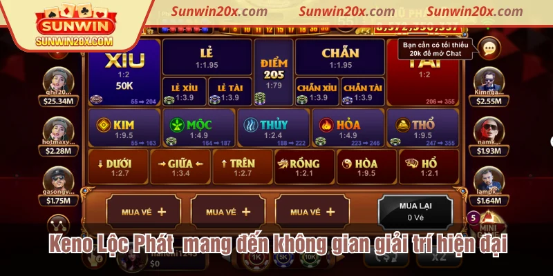 Keno Lộc Phát Sunwin mang đến không gian giải trí hiện đại