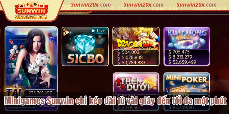 Mini games Sunwin chỉ kéo dài từ vài giây đến tối đa một phút